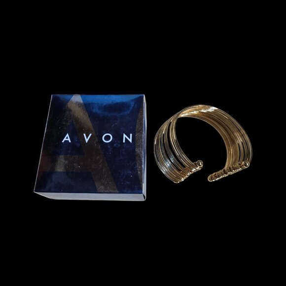 Avon Jewelry - Avon Gold Tone Stacked Cuff Bangle Bracelet